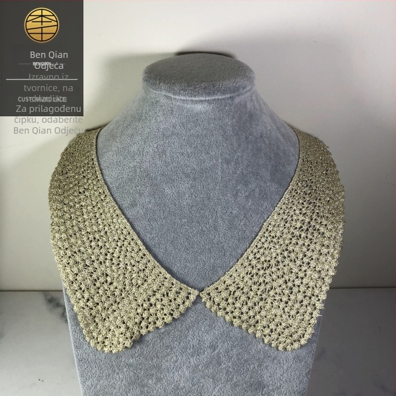 Vodotopivi cvijet za ovratnik — ukras od žice od zlata i srebra za ženske košulje (Benqian Clothing)