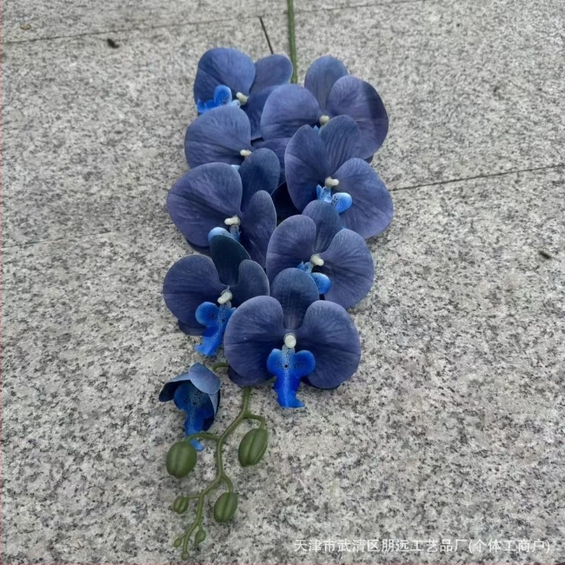 9-glava Phalaenopsis orhideja, 3D ispis s reljefom, plast i svileno cvijeće za svadbenu dekoraciju, rekviziti za fotografiranje i kućnu dekoraciju