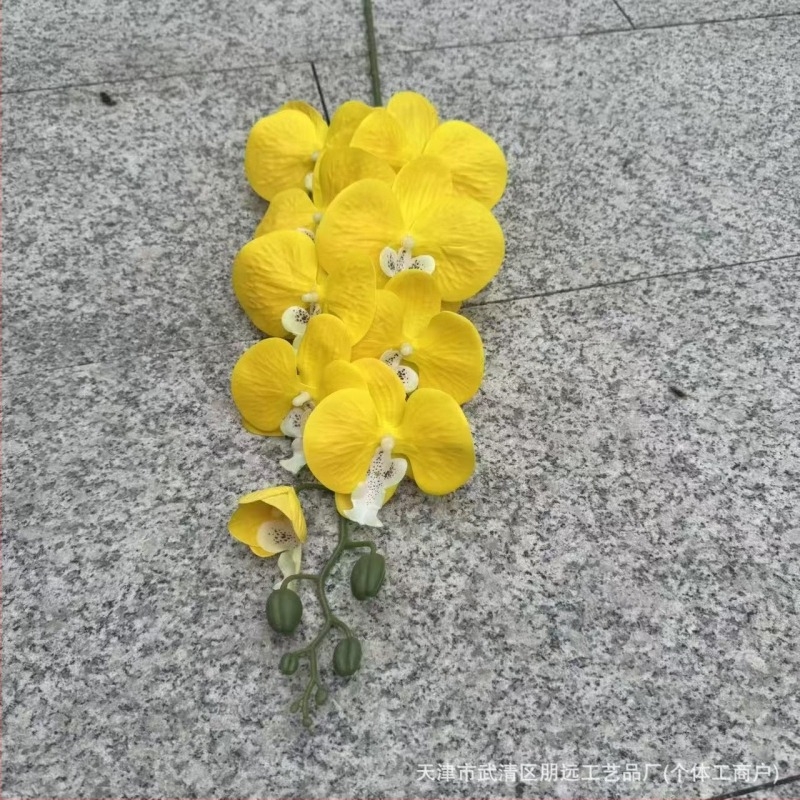 9-glava Phalaenopsis orhideja, 3D ispis s reljefom, plast i svileno cvijeće za svadbenu dekoraciju, rekviziti za fotografiranje i kućnu dekoraciju