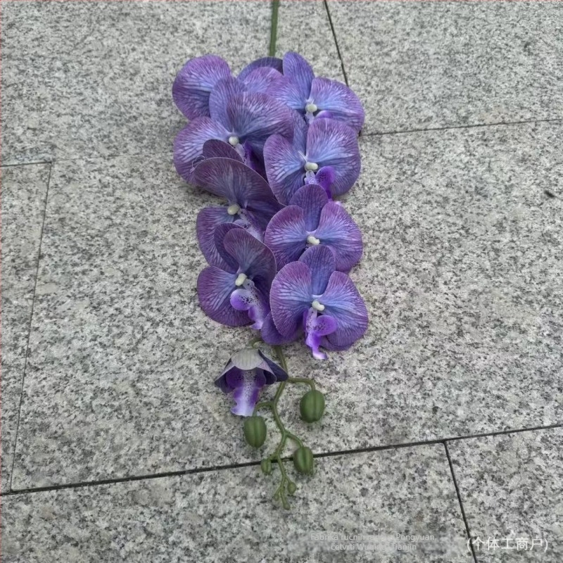 9-glava Phalaenopsis orhideja, 3D ispis s reljefom, plast i svileno cvijeće za svadbenu dekoraciju, rekviziti za fotografiranje i kućnu dekoraciju