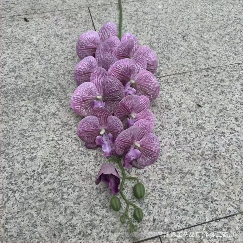9-glava Phalaenopsis orhideja, 3D ispis s reljefom, plast i svileno cvijeće za svadbenu dekoraciju, rekviziti za fotografiranje i kućnu dekoraciju