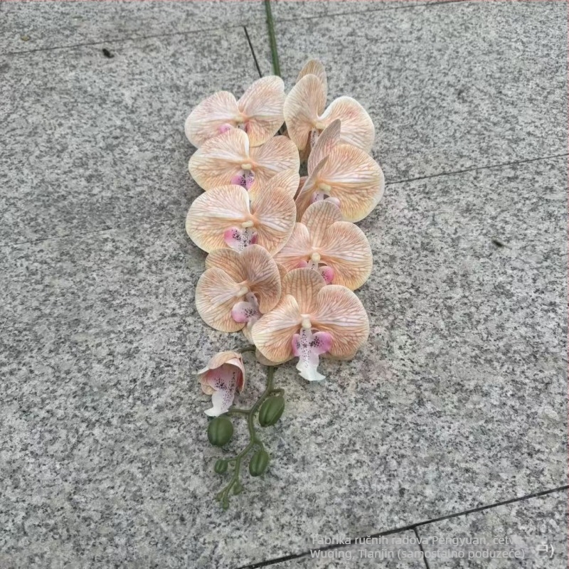 9-glava Phalaenopsis orhideja, 3D ispis s reljefom, plast i svileno cvijeće za svadbenu dekoraciju, rekviziti za fotografiranje i kućnu dekoraciju