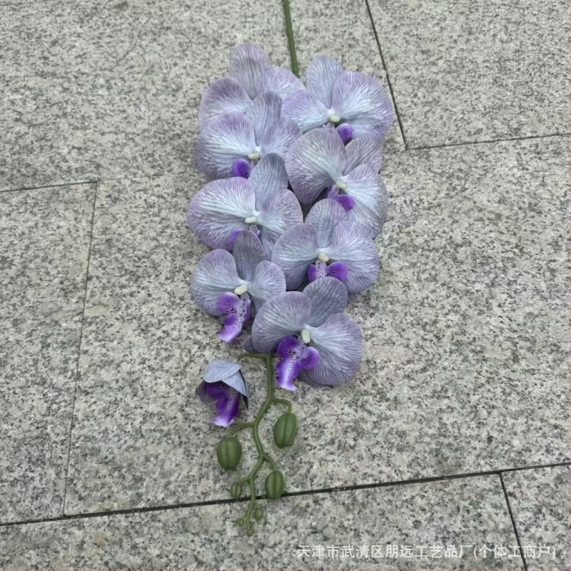 9-glava Phalaenopsis orhideja, 3D ispis s reljefom, plast i svileno cvijeće za svadbenu dekoraciju, rekviziti za fotografiranje i kućnu dekoraciju
