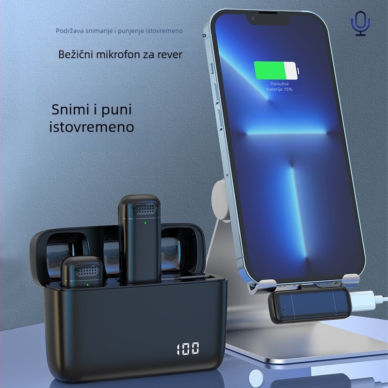 K6 bežični lavalier mikrofon prijemnik za mobilne uređaje, Bluetooth 5.3, 20Hz–20kHz, SNR ≥70dB, ugrađena baterija 300–500mAh, do 12 sati rada