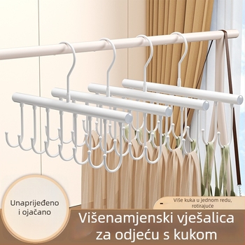 Metalik stalak za odjeću s više kuka — moderni minimalistički stil, nosivost 3–5 kg