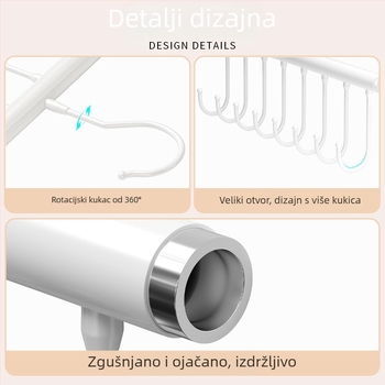 Metalik stalak za odjeću s više kuka — moderni minimalistički stil, nosivost 3–5 kg