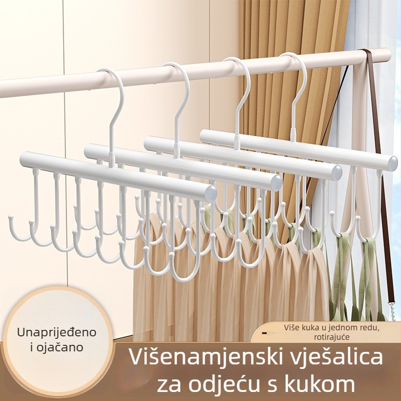 Metalik stalak za odjeću s više kuka — moderni minimalistički stil, nosivost 3–5 kg
