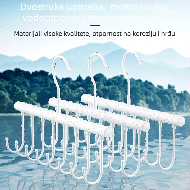 Metalik stalak za odjeću s više kuka — moderni minimalistički stil, nosivost 3–5 kg