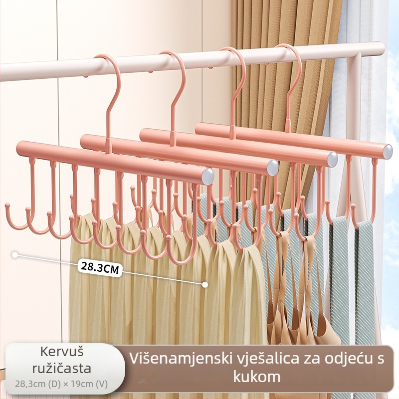 Metalik stalak za odjeću s više kuka — moderni minimalistički stil, nosivost 3–5 kg