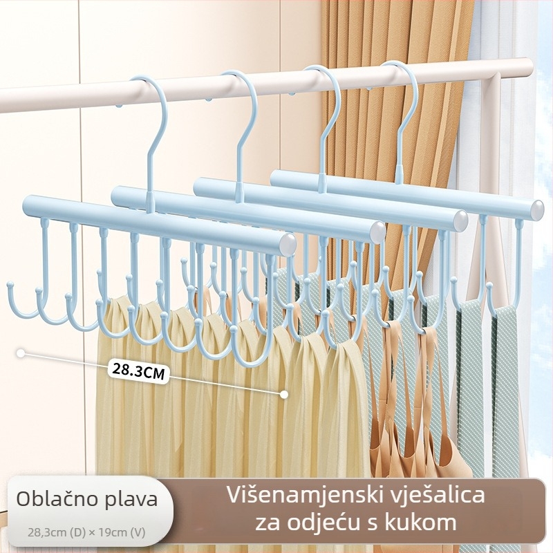 Metalik stalak za odjeću s više kuka — moderni minimalistički stil, nosivost 3–5 kg