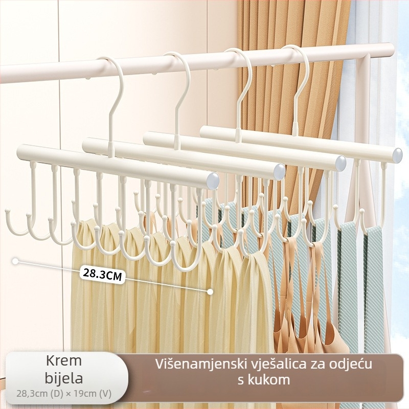 Metalik stalak za odjeću s više kuka — moderni minimalistički stil, nosivost 3–5 kg