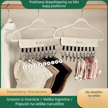 Platneni klip za skladištenje odjeće, sklopivi dizajn, Cotton Track marka, model Storage Clip; pakiranje 100 kom; pogodno za donje rublje, čarape, šalove i kravate.