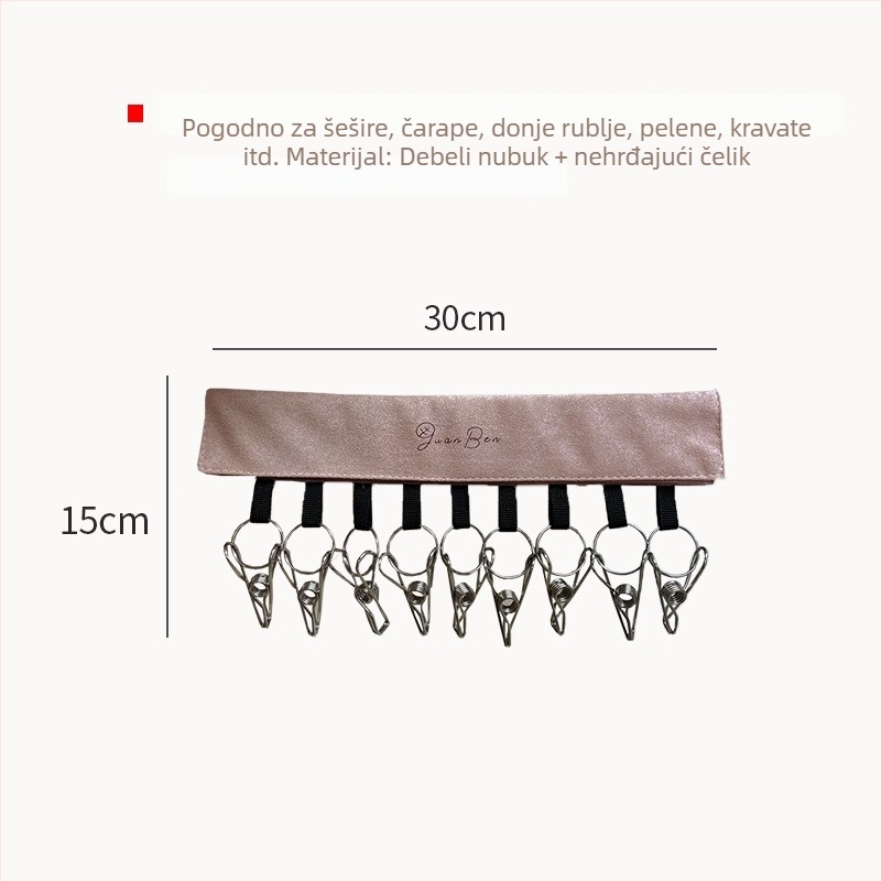 Platneni klip za skladištenje odjeće, sklopivi dizajn, Cotton Track marka, model Storage Clip; pakiranje 100 kom; pogodno za donje rublje, čarape, šalove i kravate.