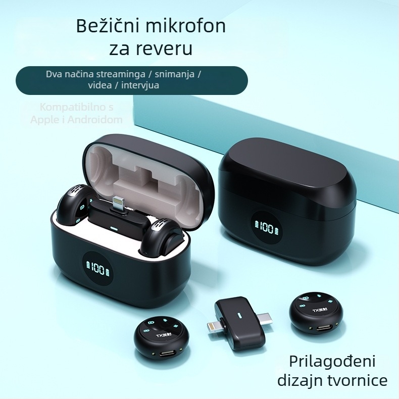 K31 lavalier mikrofon s klipom - ugrađena baterija 300-500 mAh, Bluetooth 5.2, raspon frekvencija 20 Hz-20 kHz, SNR ≥75 dB, trajanje 3-6 h
