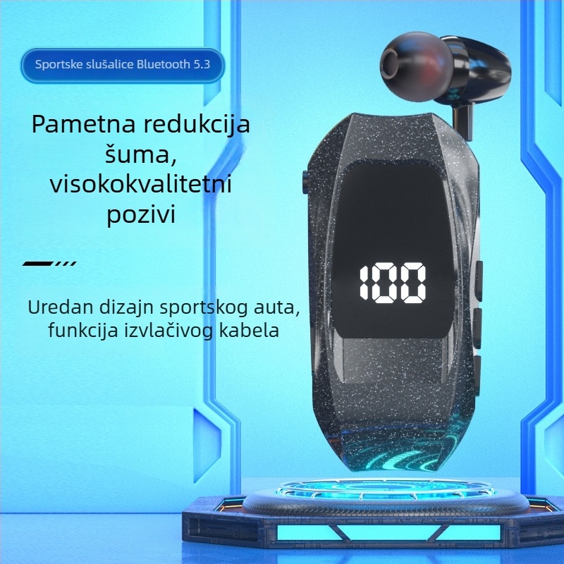 Bežične slušalice s klipom za ovratnik, Bluetooth 5.3, domet 10 m, vodootporne, digitalni zaslon, trajanje baterije preko 8 sati