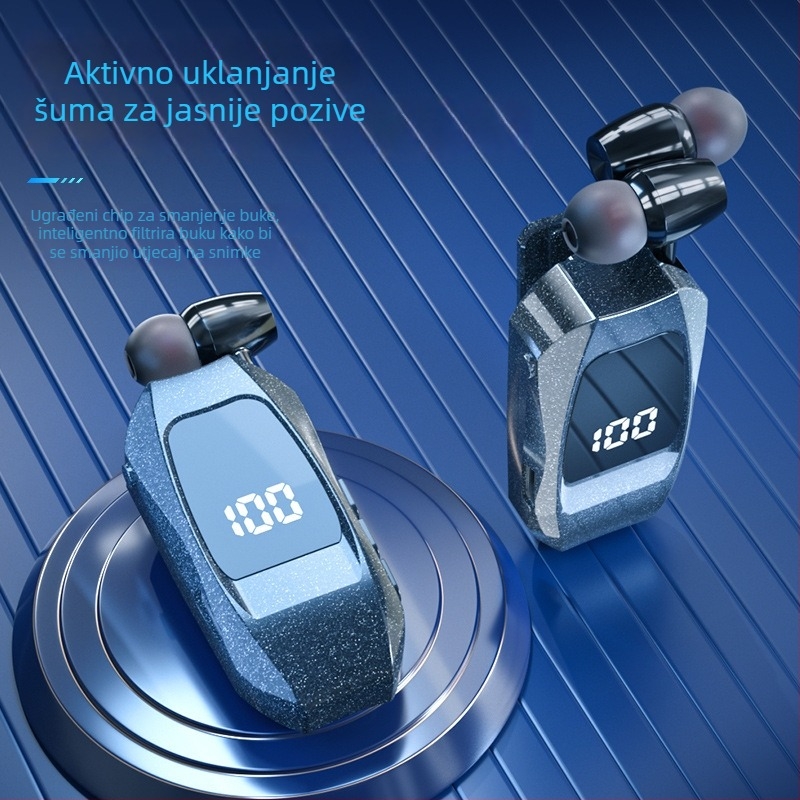 Bežične slušalice s klipom za ovratnik, Bluetooth 5.3, domet 10 m, vodootporne, digitalni zaslon, trajanje baterije preko 8 sati