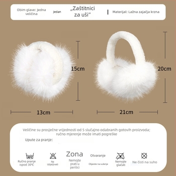 Earmuffs od umjetne dlake zajčje dlake za odrasle žene, topli i otporni na vjetar zimi, jednodobojni uzorak