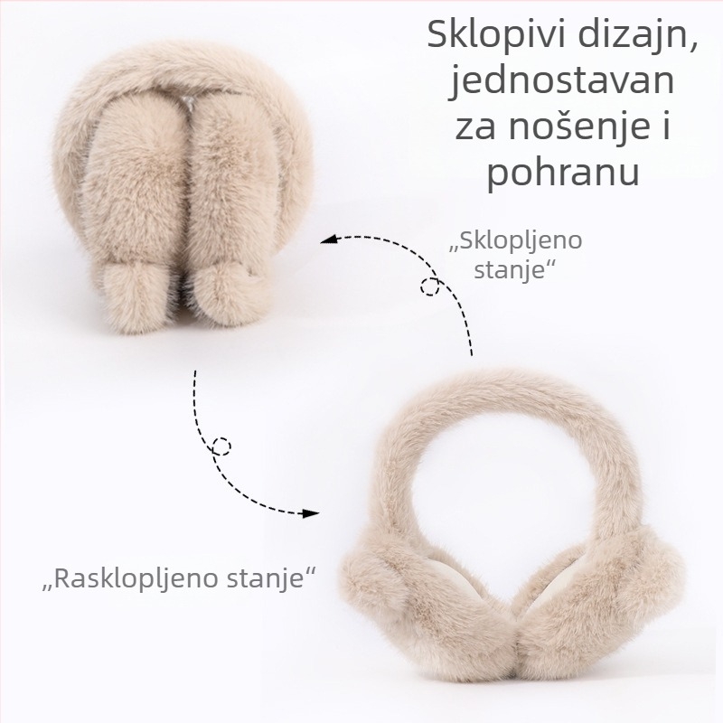 Zimske plišane zaštitne za uši s motivom medvjeda, sklopive i prijenosne, s fleece podstavom za odrasle – unisex