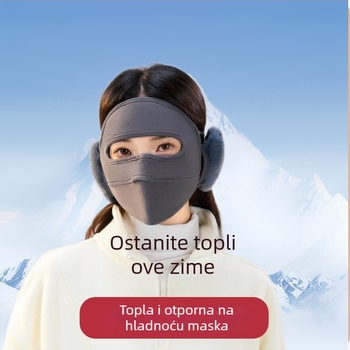 Zimska maska za lice s integriranim zaštitnim ušima za žene — vanjska vožnja biciklom, otporna na vjetar, topla, s fleec podstavom