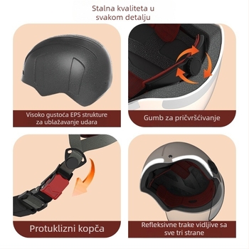 Motociklistička kaciga, polušlem, ABS, za sve sezone, unisex, gradske vožnje, GB811-2022A, 3C 2024091105021488