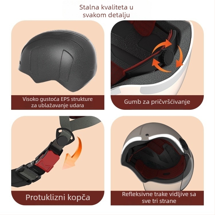 Motociklistička kaciga, polušlem, ABS, za sve sezone, unisex, gradske vožnje, GB811-2022A, 3C 2024091105021488