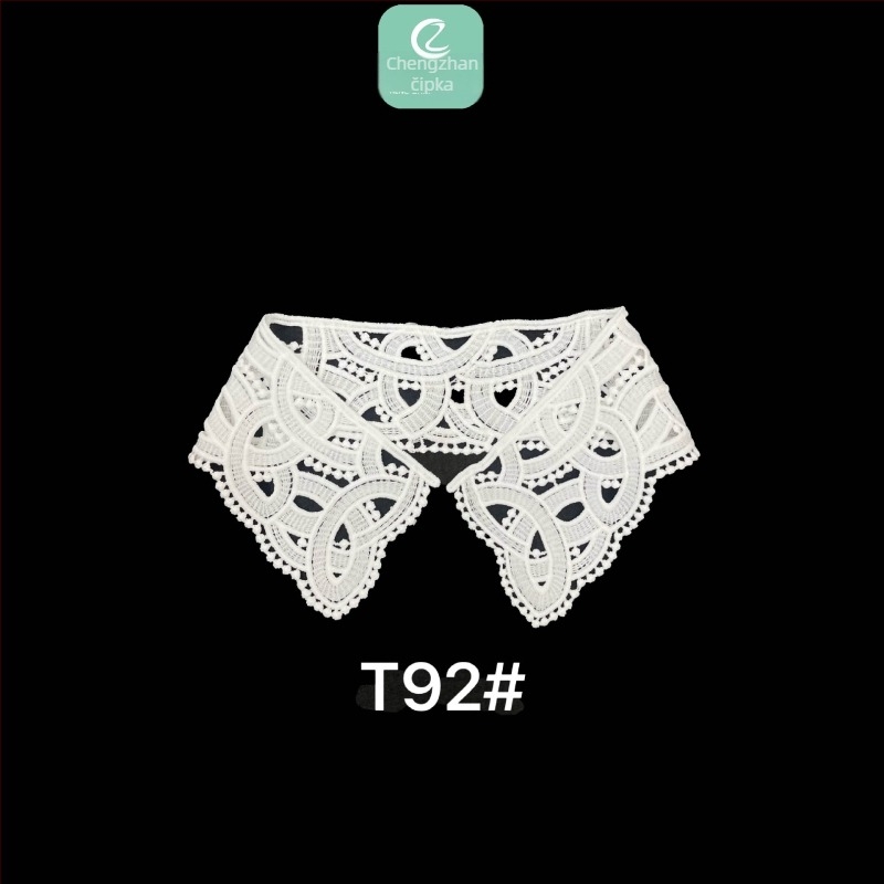 Odvojivi lažni ovratnik s izvezom i čipkastim prorezom – DIY dodatak ženskoj odjeći (materijal: milk silk)