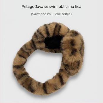 Ženske plišane ušne zaštitne maskice s leopardim uzorkom, zimsko zagrijavanje i zaštita ušiju