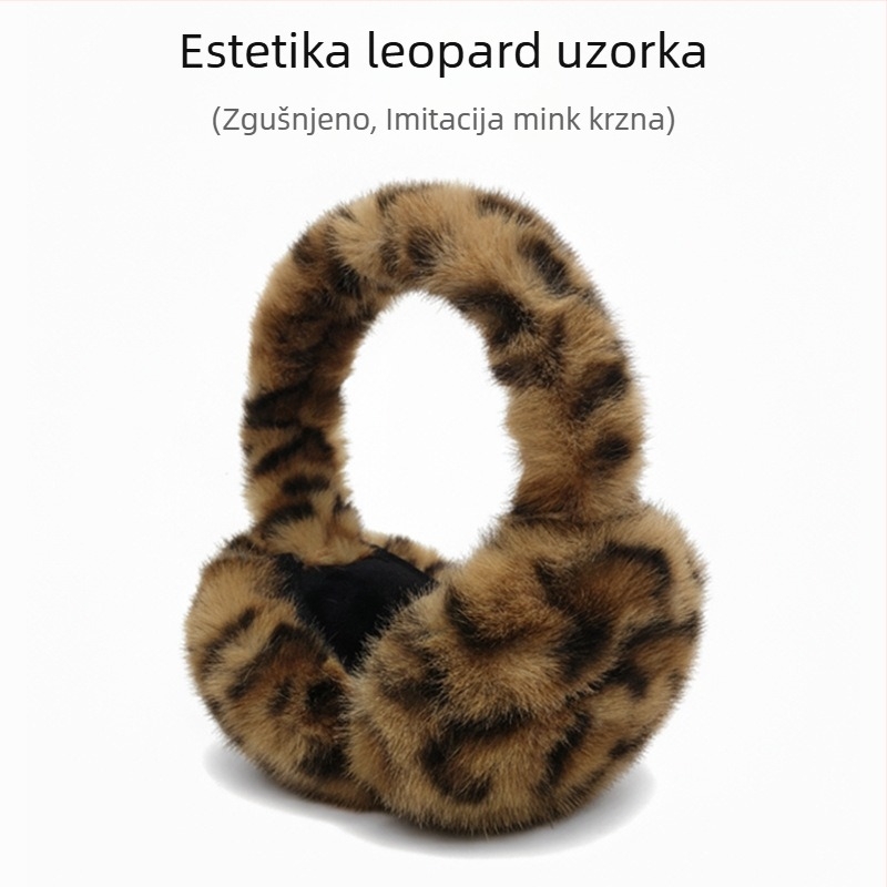 Ženske plišane ušne zaštitne maskice s leopardim uzorkom, zimsko zagrijavanje i zaštita ušiju