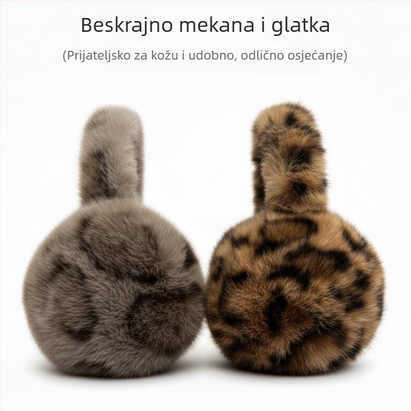 Ženske plišane ušne zaštitne maskice s leopardim uzorkom, zimsko zagrijavanje i zaštita ušiju