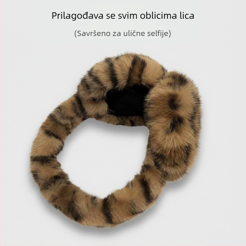Ženske plišane ušne zaštitne maskice s leopardim uzorkom, zimsko zagrijavanje i zaštita ušiju