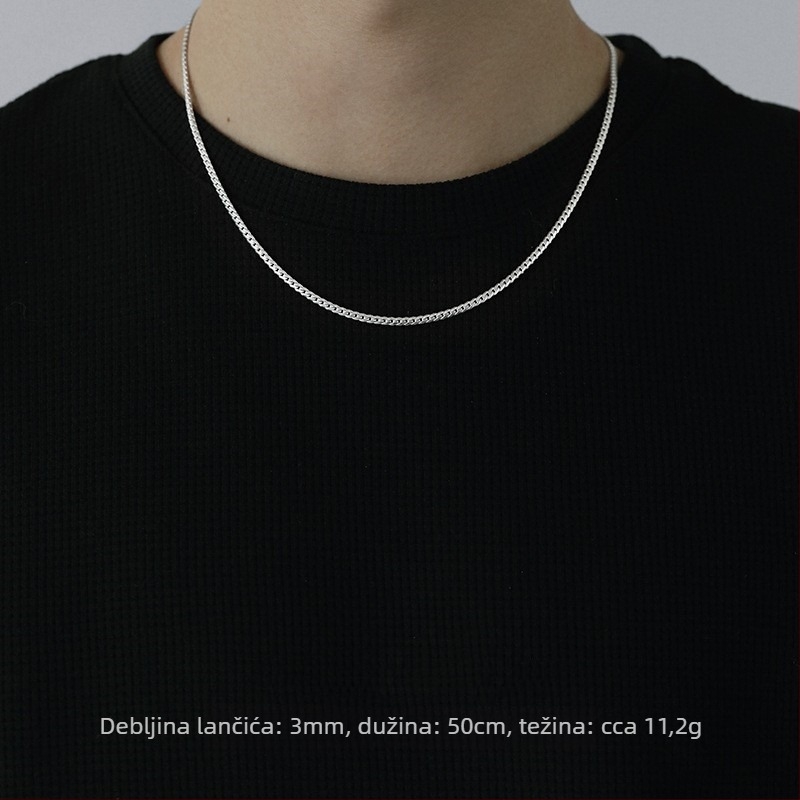 Unisex ogrlica s kubanskom lancu od 925 srebra i srebrnim privjeskom