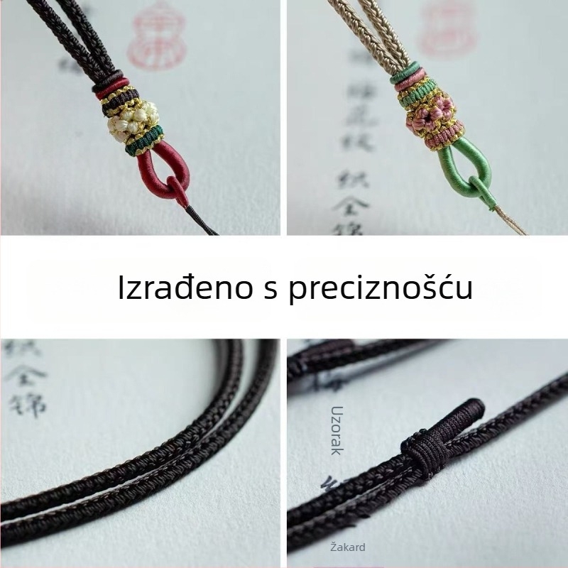 Pleteni konac za ogrlicu za žene, privjesak od jantar i jadeit, DIY