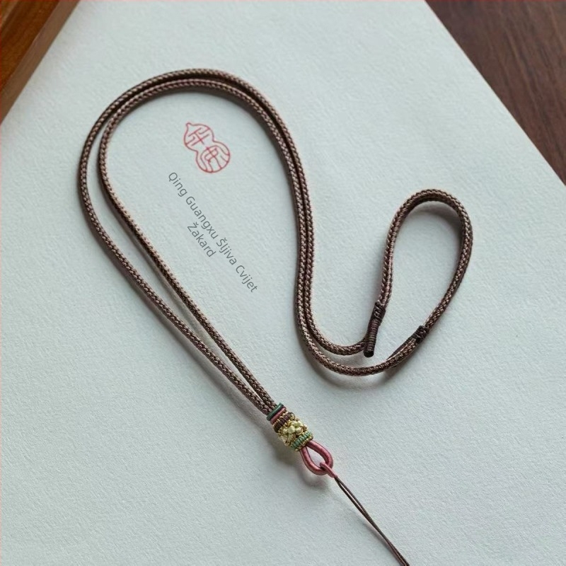 Pleteni konac za ogrlicu za žene, privjesak od jantar i jadeit, DIY