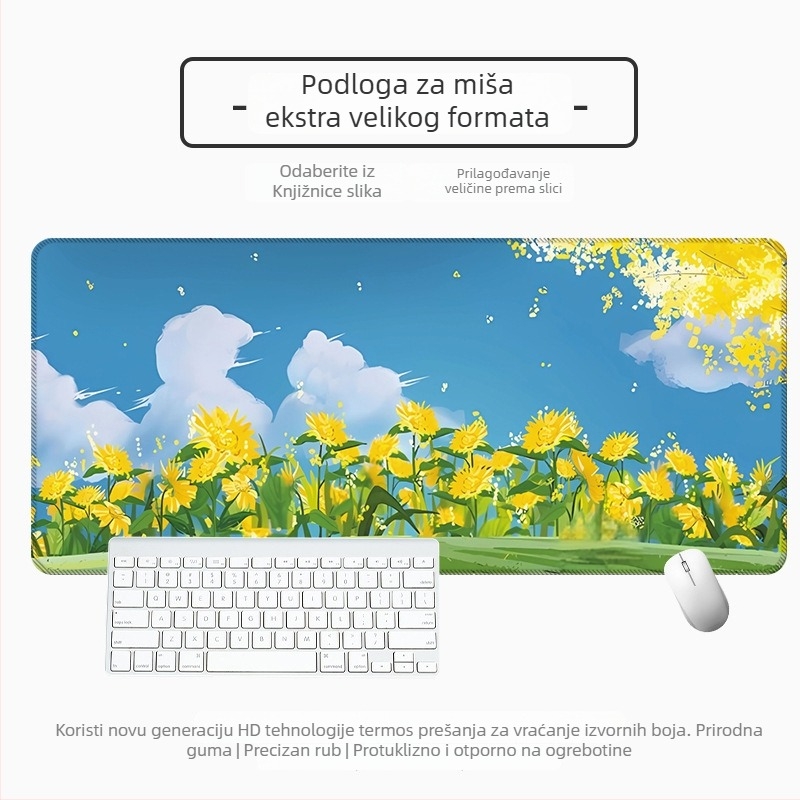 Velika debela podloga za miš za stol s vektorskim krajolikom i crtanim dizajnom, protuklizna i otporna na mrlje