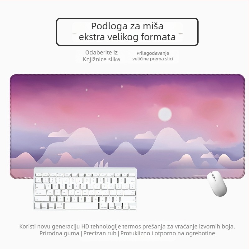 Velika debela podloga za miš za stol s vektorskim krajolikom i crtanim dizajnom, protuklizna i otporna na mrlje