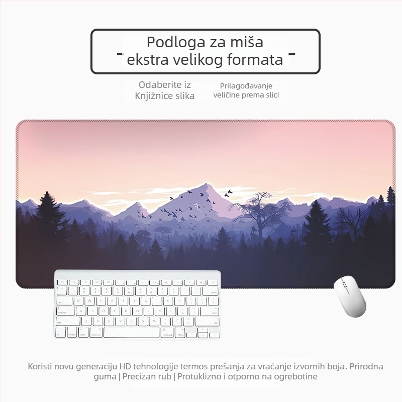 Velika debela podloga za miš za stol s vektorskim krajolikom i crtanim dizajnom, protuklizna i otporna na mrlje