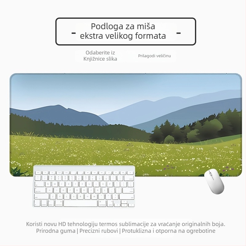 Velika debela podloga za miš za stol s vektorskim krajolikom i crtanim dizajnom, protuklizna i otporna na mrlje