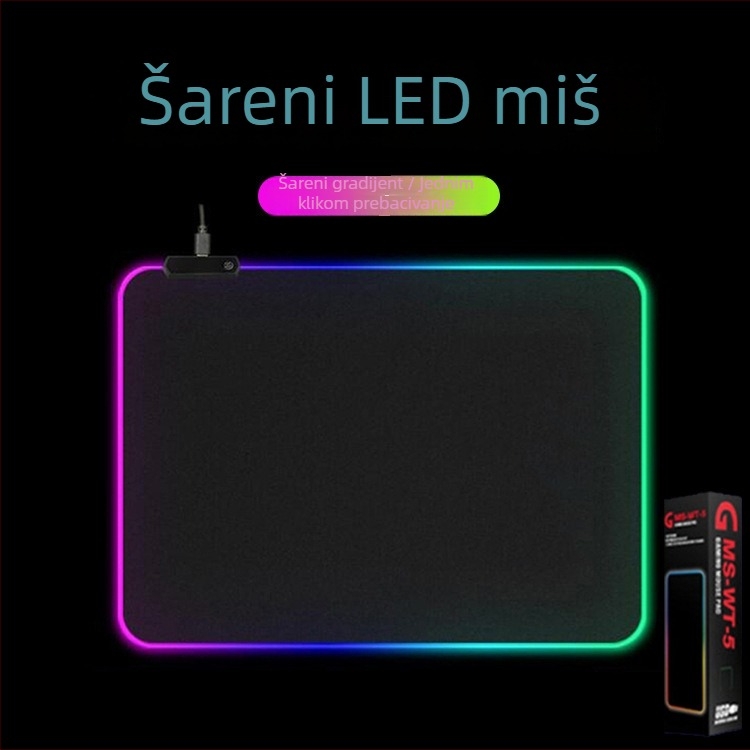 RGB podloga za miš s bežičnim punjenjem, protuklizna, otporna na mrlje, debela podloga za stol od prirodne gume