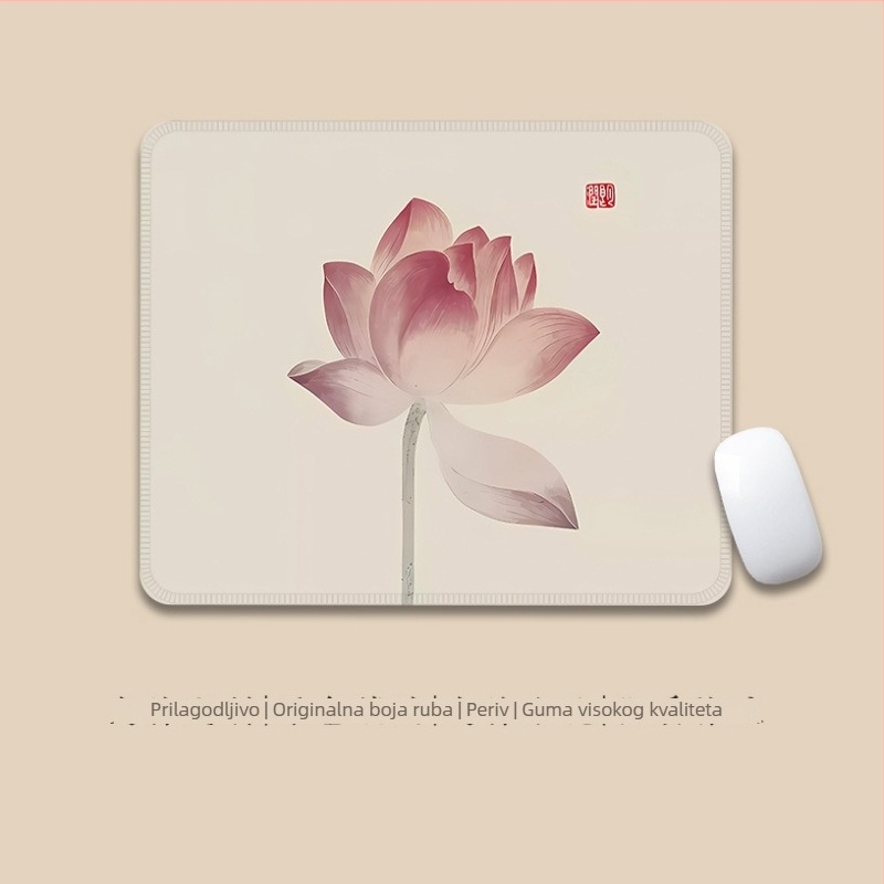 Velika podloga za miš – antički tinta stil, platno, protuklizna, prijenos topline, logotip ispisan