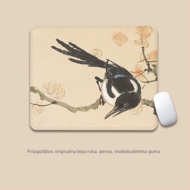 Velika podloga za miš – antički tinta stil, platno, protuklizna, prijenos topline, logotip ispisan