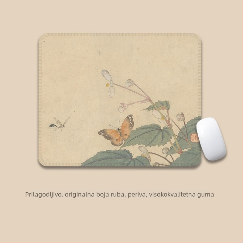 Velika podloga za miš – antički tinta stil, platno, protuklizna, prijenos topline, logotip ispisan