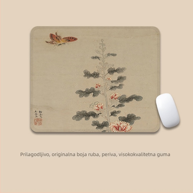 Velika podloga za miš – antički tinta stil, platno, protuklizna, prijenos topline, logotip ispisan