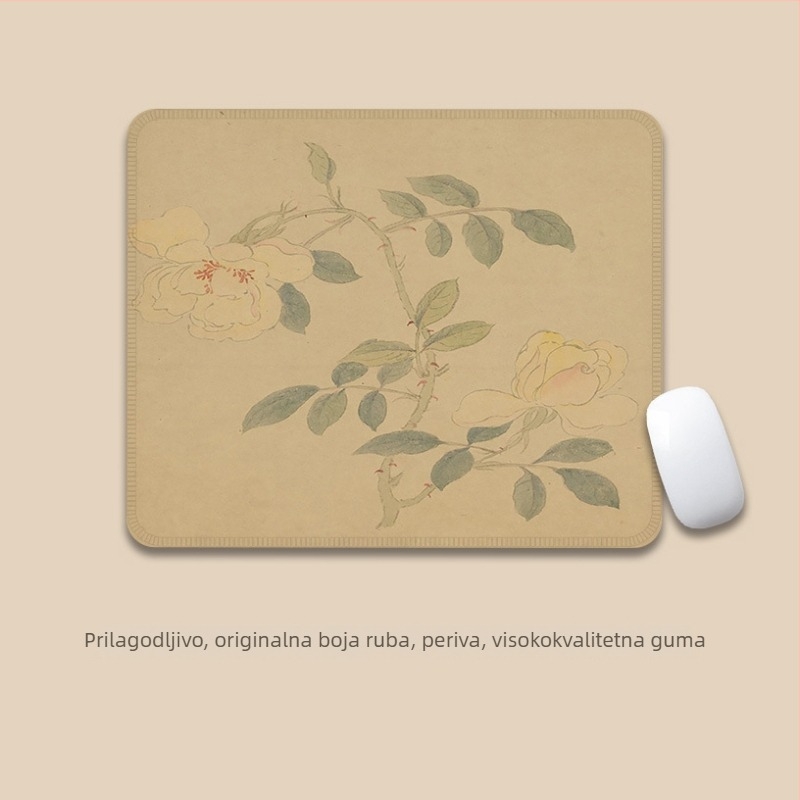 Velika podloga za miš – antički tinta stil, platno, protuklizna, prijenos topline, logotip ispisan