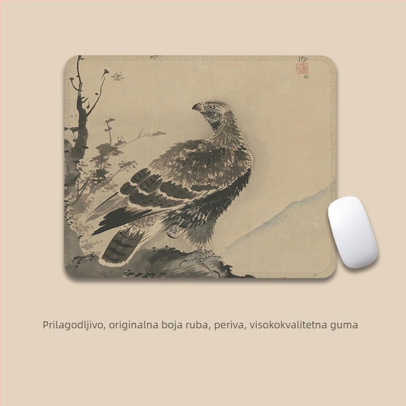 Velika podloga za miš – antički tinta stil, platno, protuklizna, prijenos topline, logotip ispisan