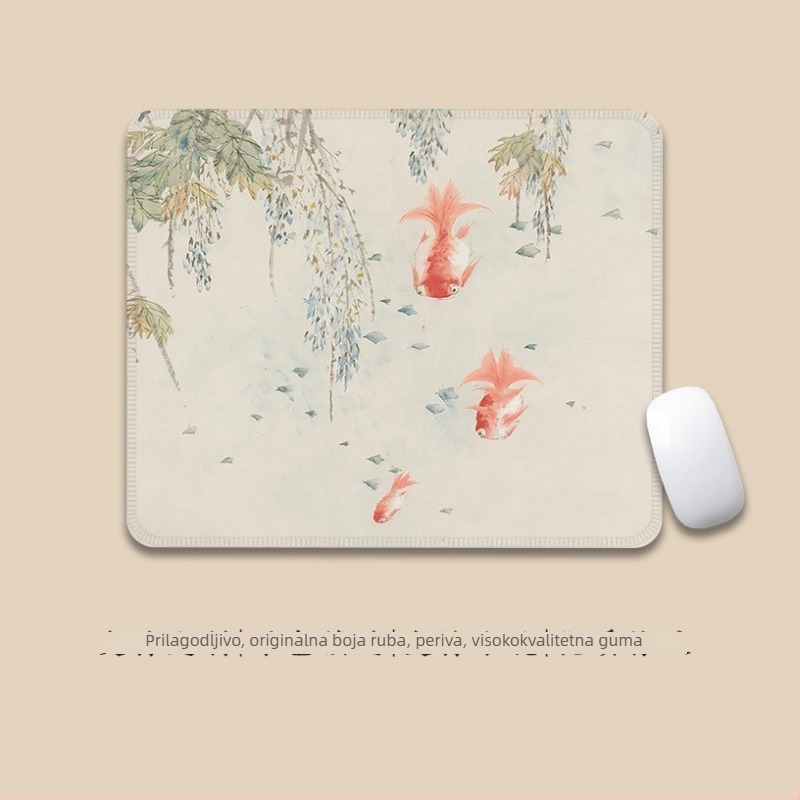 Velika podloga za miš – antički tinta stil, platno, protuklizna, prijenos topline, logotip ispisan