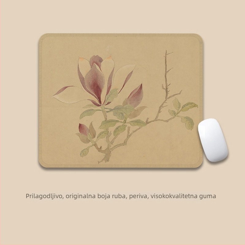 Velika podloga za miš – antički tinta stil, platno, protuklizna, prijenos topline, logotip ispisan