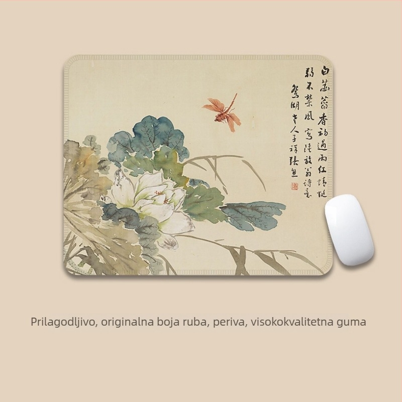 Velika podloga za miš – antički tinta stil, platno, protuklizna, prijenos topline, logotip ispisan