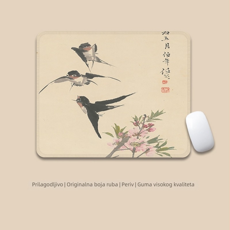 Velika podloga za miš – antički tinta stil, platno, protuklizna, prijenos topline, logotip ispisan