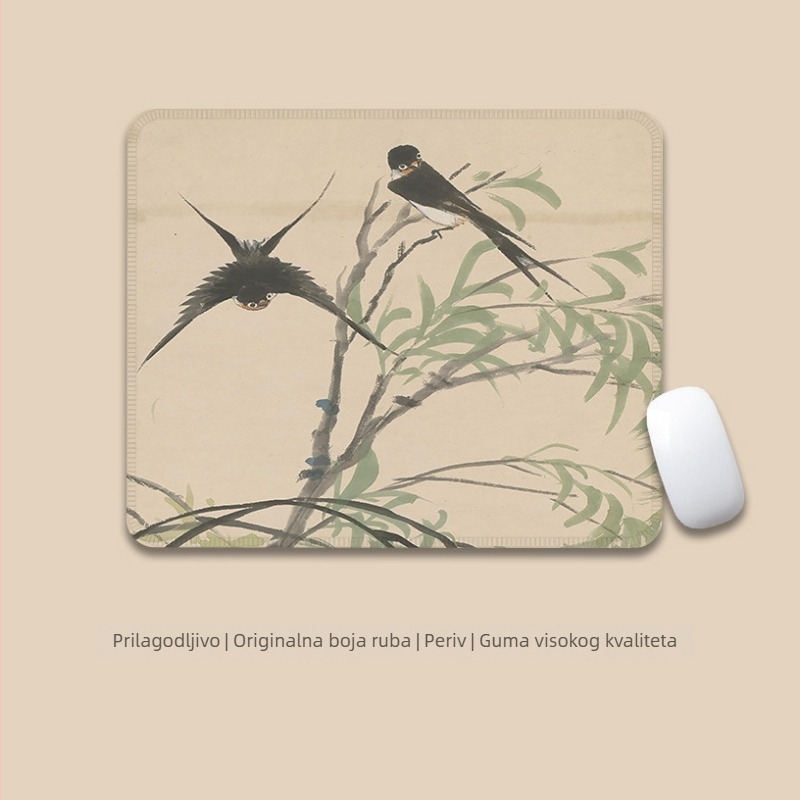 Velika podloga za miš – antički tinta stil, platno, protuklizna, prijenos topline, logotip ispisan