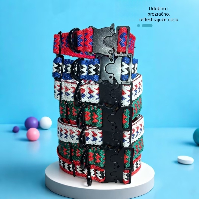 Ovratnik za psa s pletenim geometrijskim uzorkom, podesiv, bez gušenja, za šetnje na otvorenom